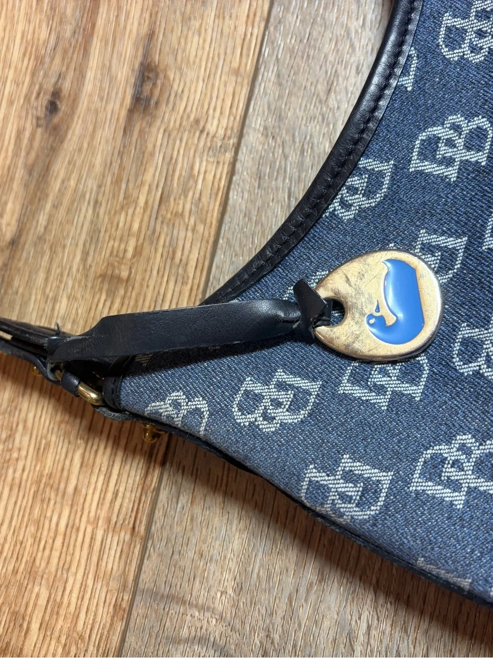 vintage Y2K-era Dooney & Bourke Signature Monogram Hobo Shoulder Bag